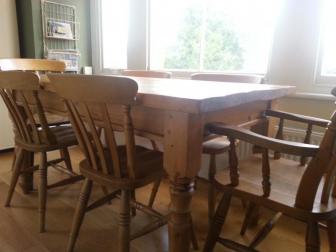 Rustic Oak table & Six Chairs