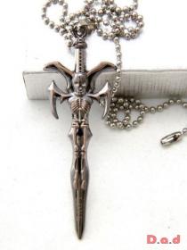 Skeleton Stainless Steel Dog Tag Pendant Cross Necklace