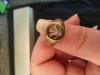 9k gold gentlemans ring with 3 feathers emblem