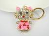 T Plum Cat Keyring Fashion Rhinestone Crystal Charm Pendant Key Bag Chain Gift