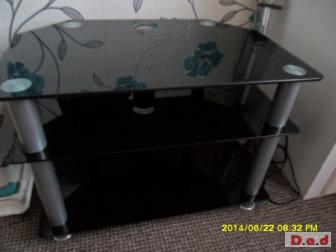 Glass tv unit black and silver