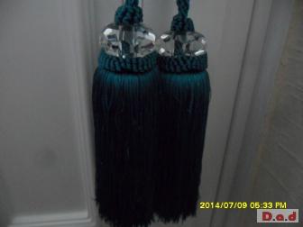 Gorgeous teal tie backs with crystal detail