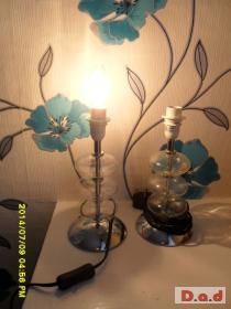 pair of silver bubble lamps